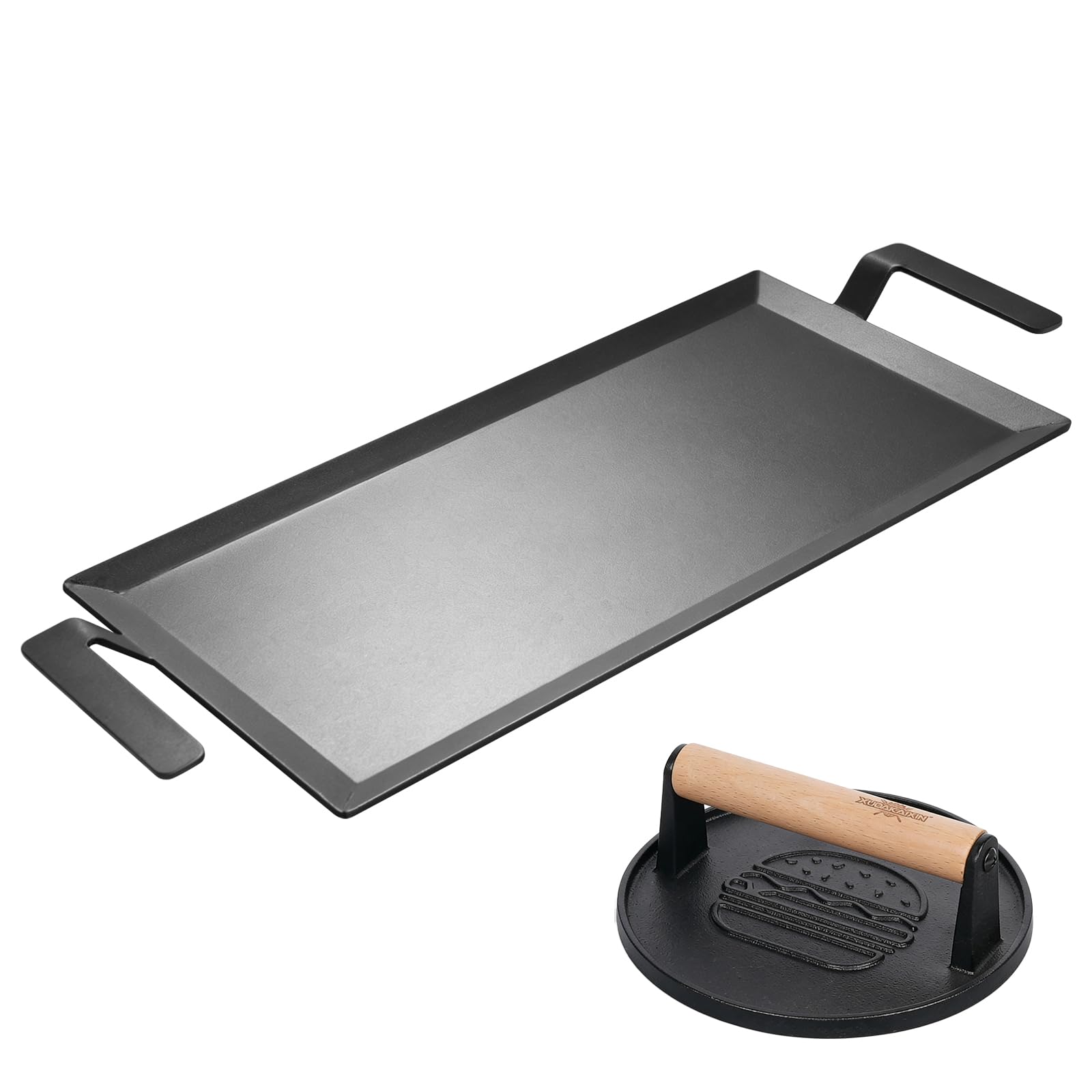 XUDAKAIXIN Carbon Steel Griddle with Grill Press