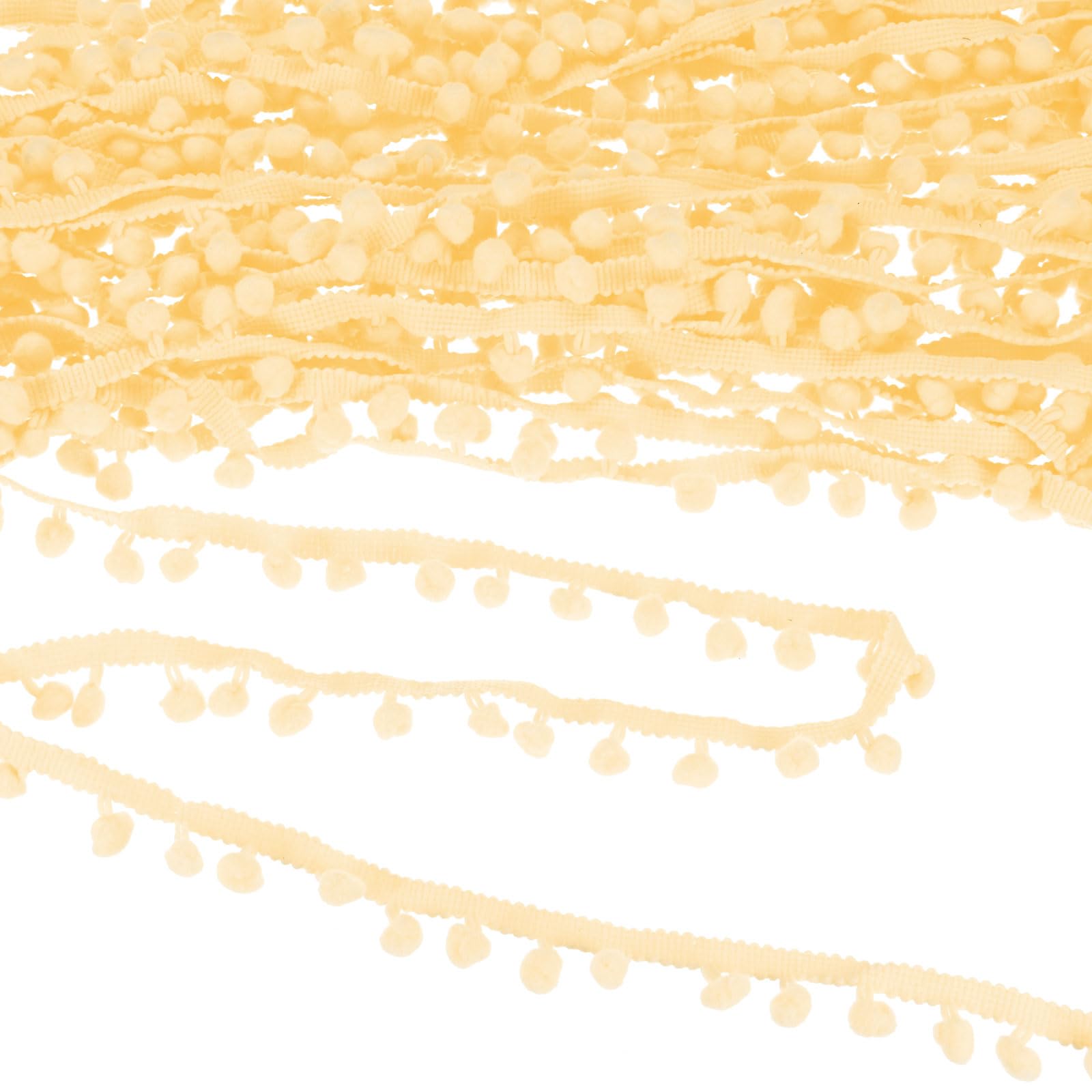 M METERXITY Pom Pom Ball Fringe Trim, 20 Yards 8mm Ball Fringe Trim Ribbon Sewing Accessory for Home Decoration/DIY Crafts/Curtain/Pillow [Beige]