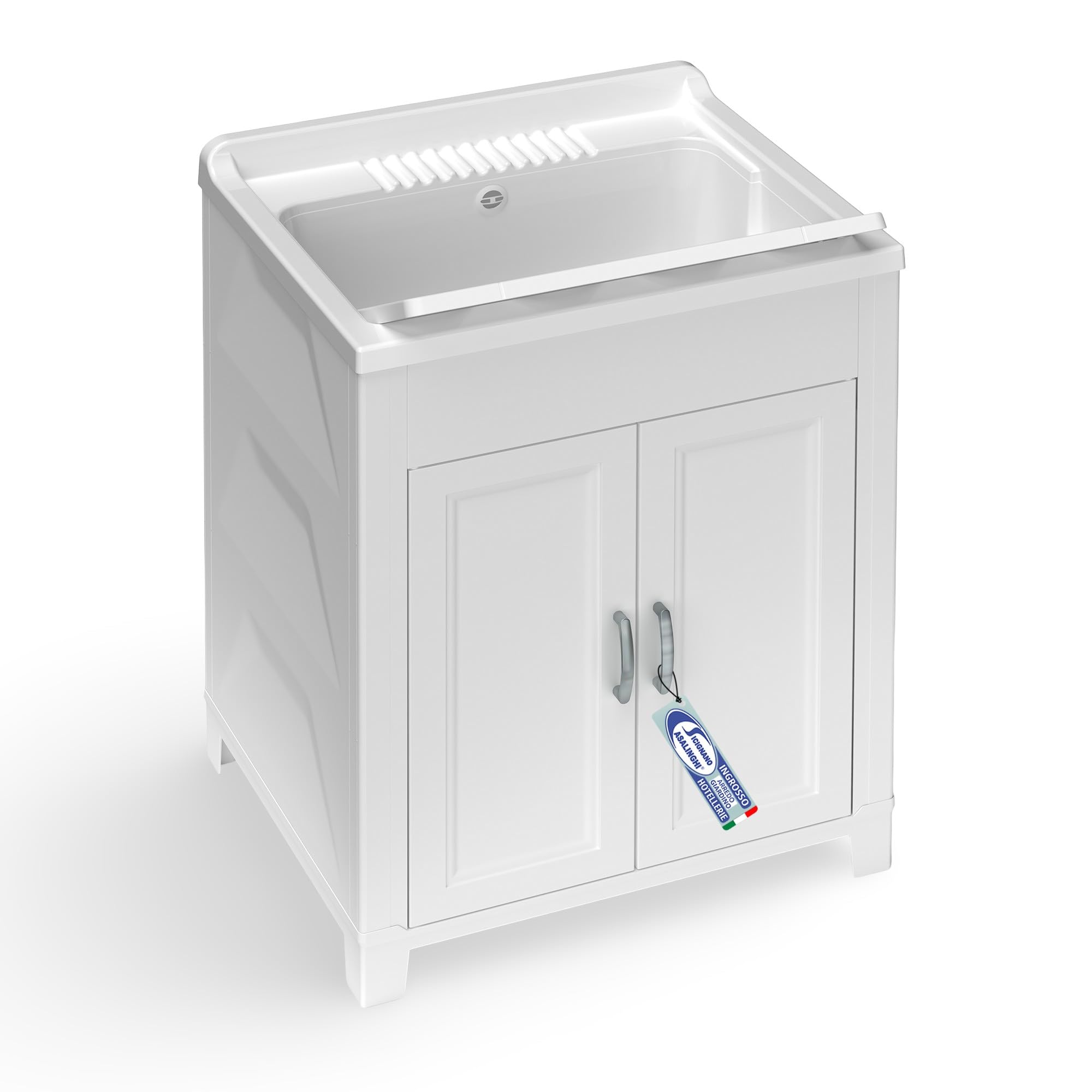 Sicignano Mueble fregadero de resina PP 60x50x85 cm para lavandería y garaje, uso interior y exterior