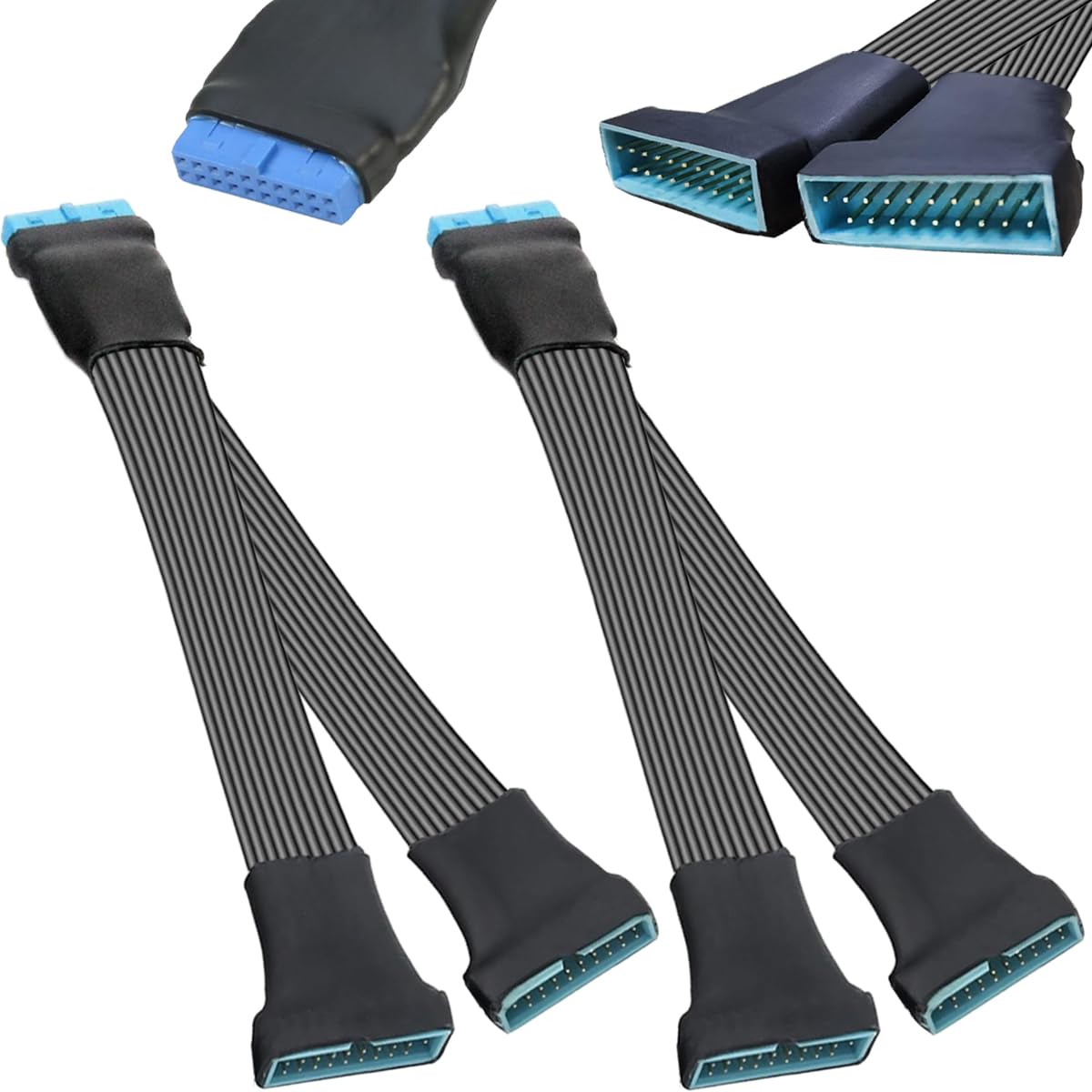 RIITOP 2 Ports USB 3.0 Female Back Panel To MB 20pin Header Connector Cable Adapter With PCI Slot Plate Bracket 1.5ft