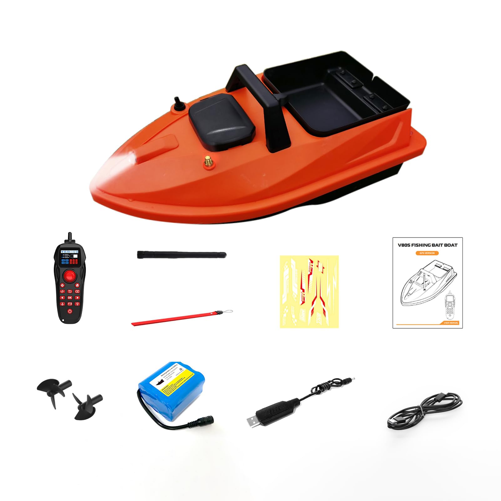 Barca per Esche GPS, Drone da Pesca Radiocomandato con Ritorno Automatico, Portata 500 M, Telecomando con Luci per il Lancio di Esche da Pesca. (18000 mAh)