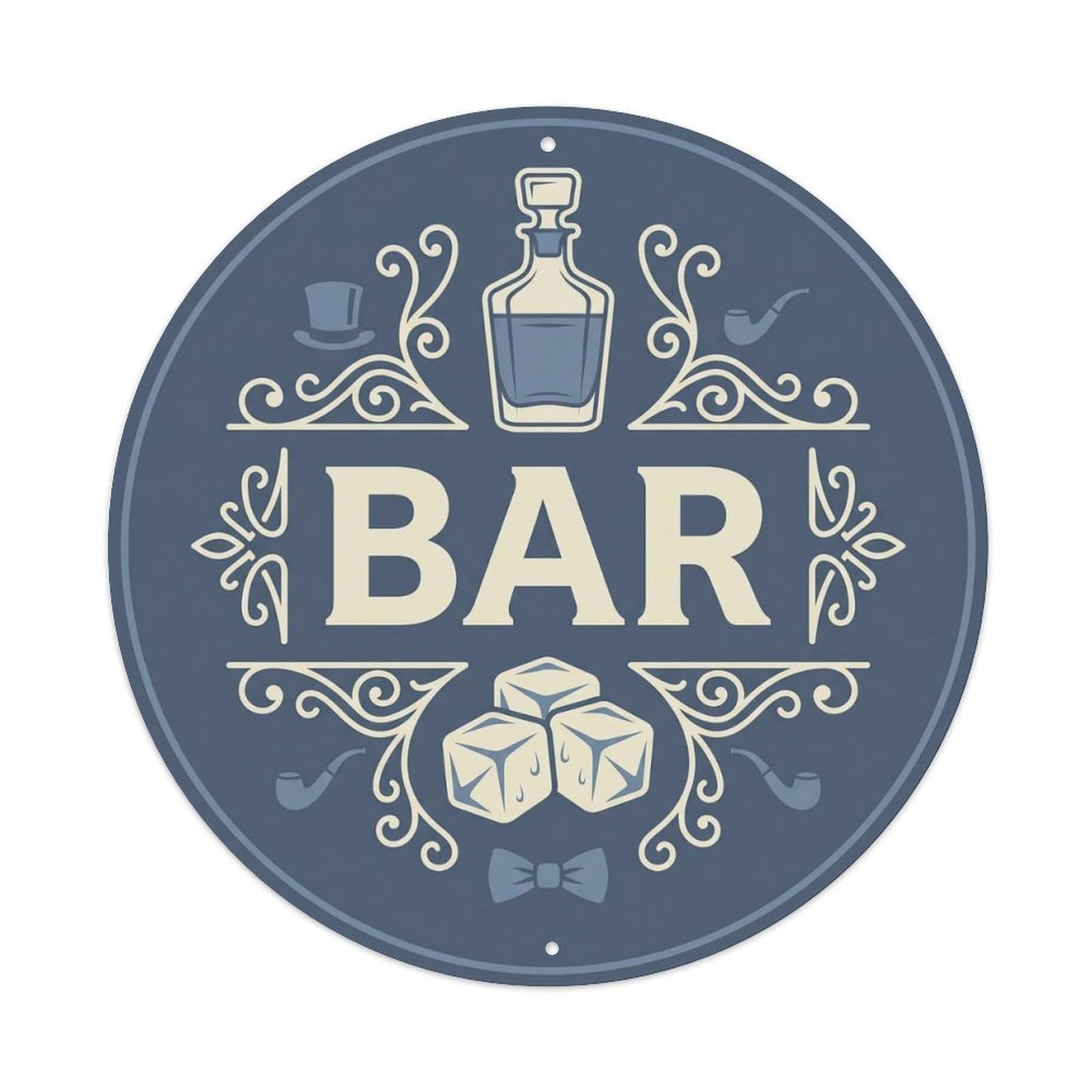 Vintage BAR Slate Tavern Ornament Metal Tin Sign Plaque Wall Decor for Cafe, Club, Garden Round Metal Poster 8x8Inch