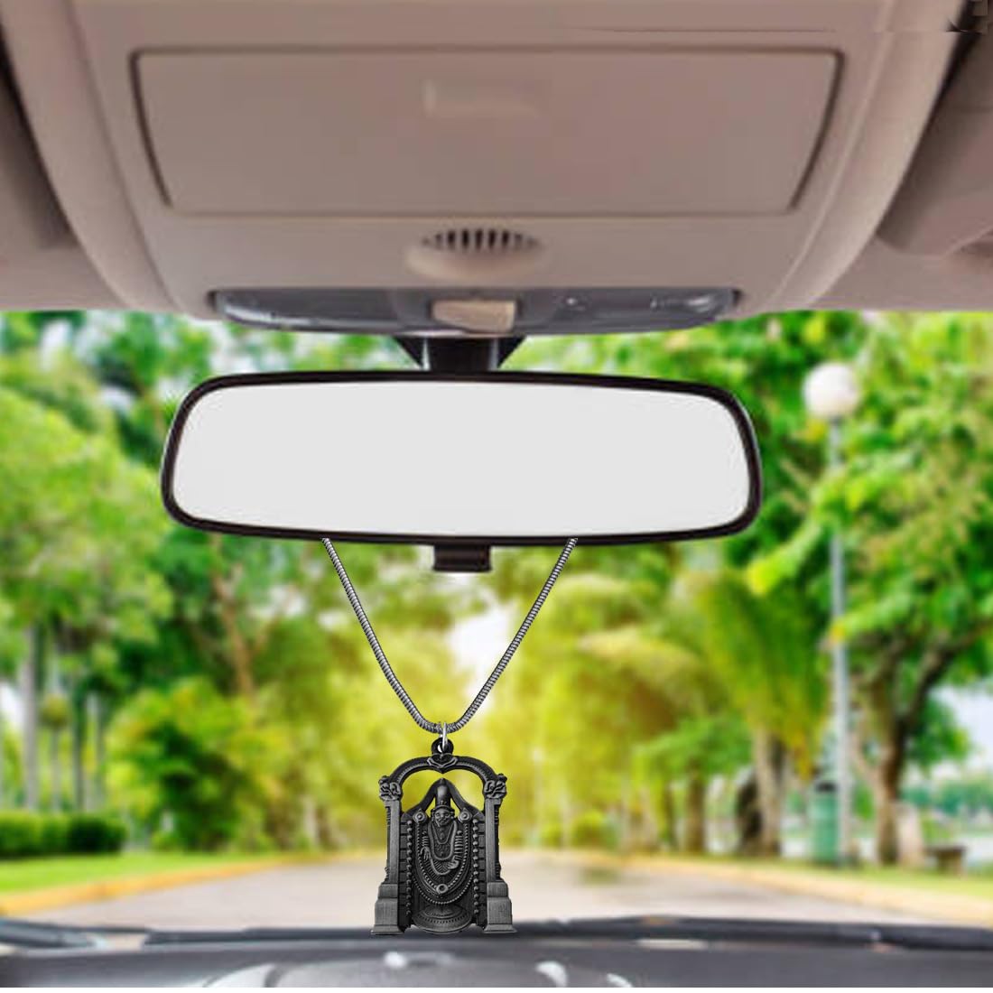 M Men Style Lord Venkateswara Tirupati Balaji Spiritual Jewellery Silver Zinc and Metal Showpiece Hanging Car Interior Deco Rear-Mirror Hanging for Men and Women cardecor-SPn20221049