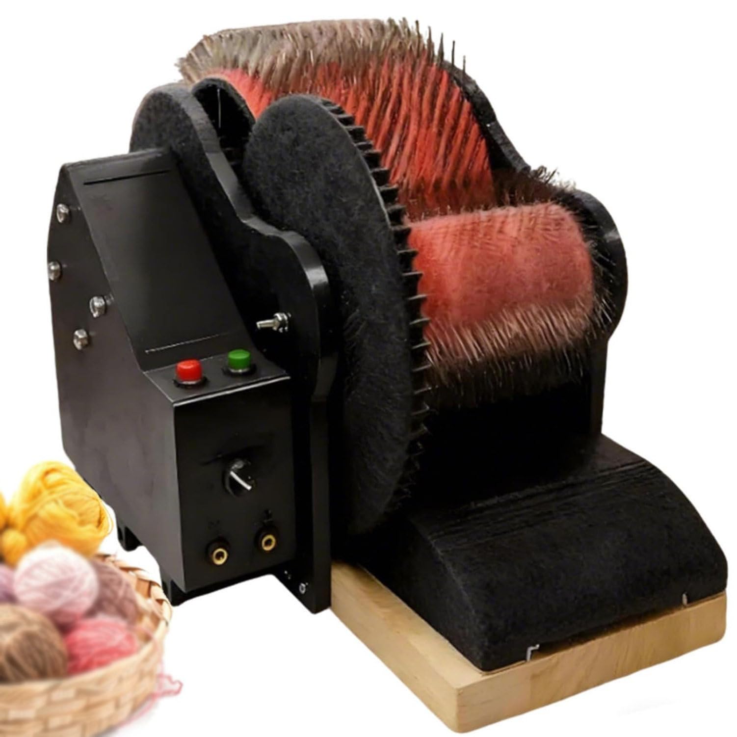 GmhXylophyte Wool Carding Machine Drum Carder, Electric Wool Carding Machine, Wool Fiber Drum Carding Machine With Brush & Awl, Adjustable Combing Speed, Fast Color Mixing