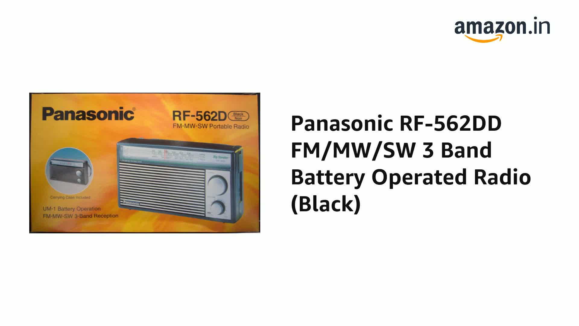Panasonic RF-562DD FM/MW/SW 3 Band Battery Operated Radio (Black