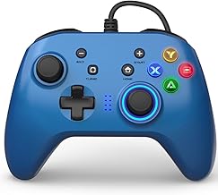 ALPIAZ Wired Gaming Controller, Joystick Gamepad with Dual Vibration, PC Game Controller for PS3 Switch Windows 10 8 7 PC Laptop TV Box Android Phones, Navy Blue