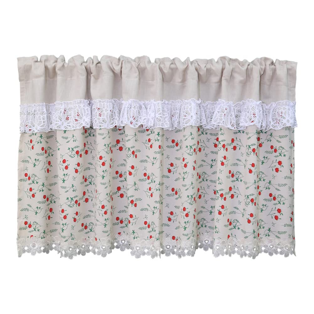 bnjlSDATwr small curtains， Sheer Valance Curtain,Cafe Kitchen Country Style Short Handmade Cotton Polyester Blend Home(140cm x 160cm/55"*63")