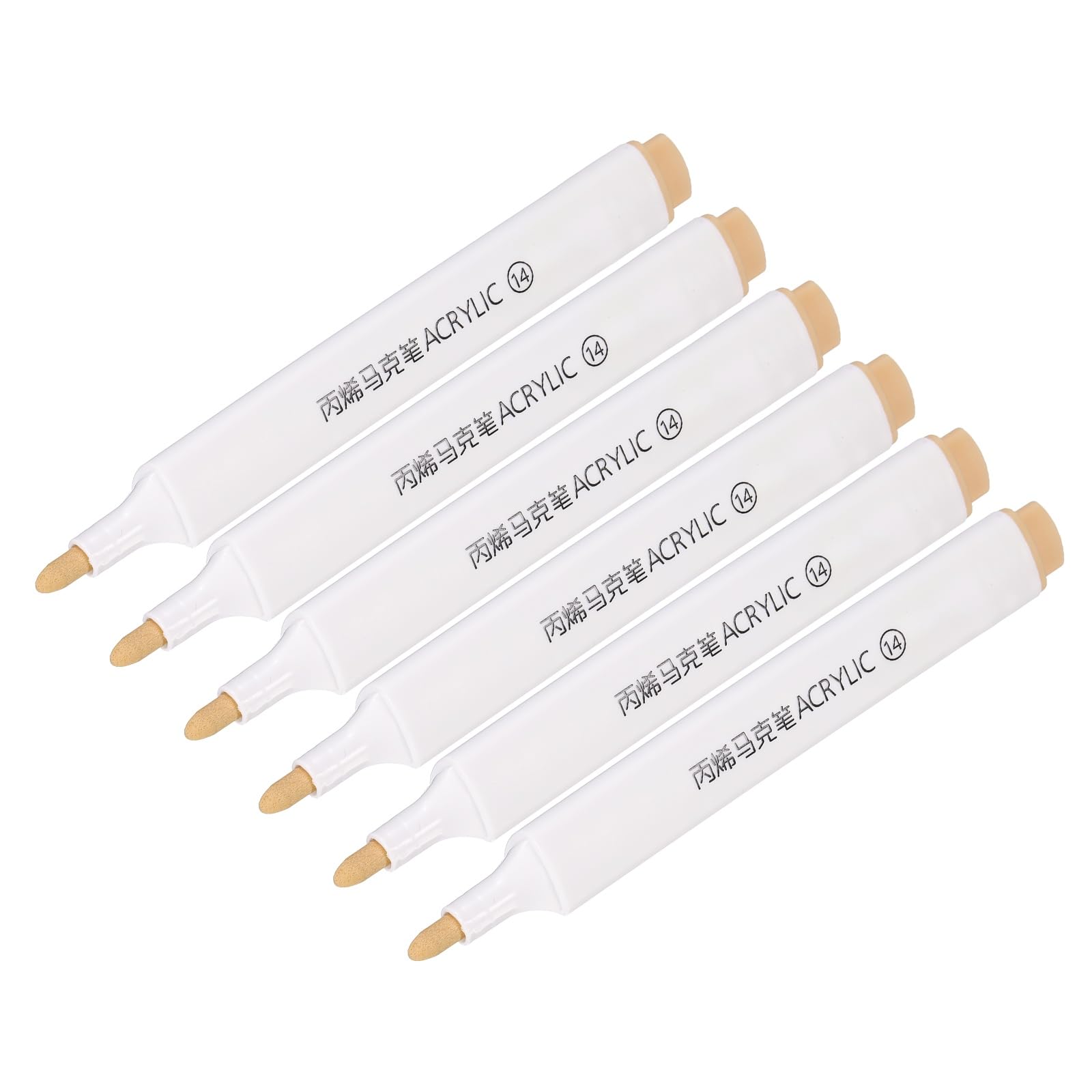 PATIKIL Acrylic Paint Marker Pens, 6Pcs Bold Tip Paint Pen Waterproof Water Based for Rock Painting Wood DIY Craft Glass Ceramic Canvas, Light Khaki