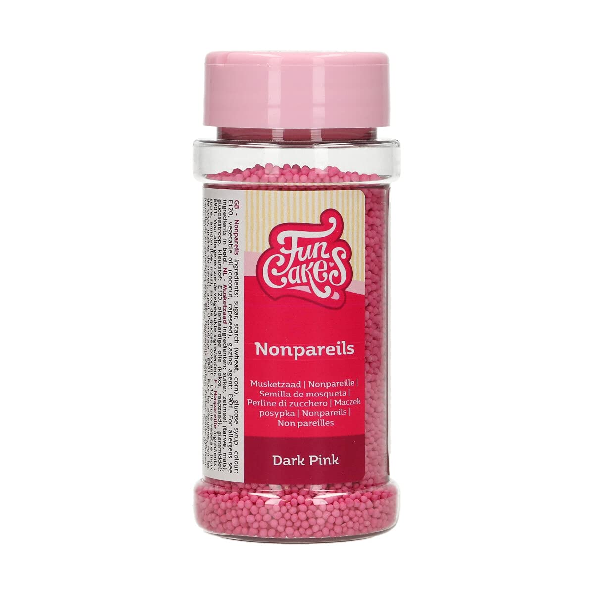 FunCakes Nonpareils Dark Pink: Cake Sprinkles, Great Taste, Perfect for Cake Decorating, Hundreds and Thousands Sprinkles. 80 g.