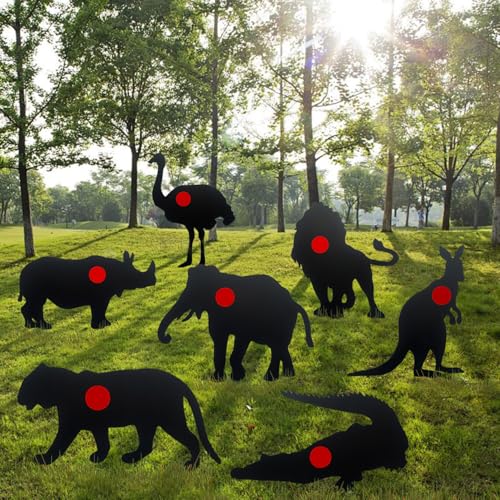 8 Animal Waterproof Targets, 12 * 16 inches, Different Black Animal Targets for Backyard, Field and Range use. Comes with Fiberglass mounting Posts.