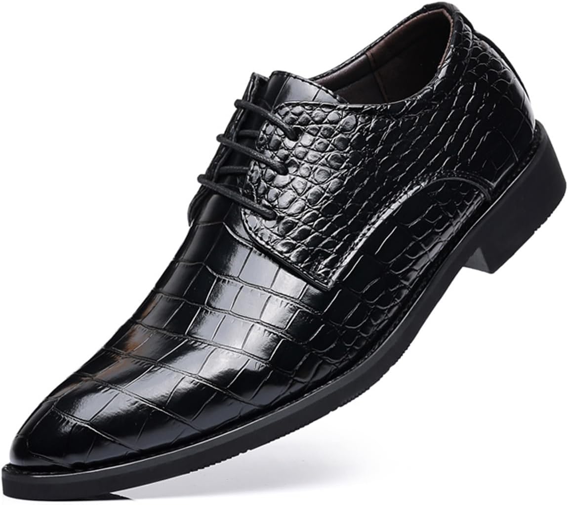 Men's Retro Crocodile Print Dress Shoes Modern Formal Business Oxford Casual Leather Shoes