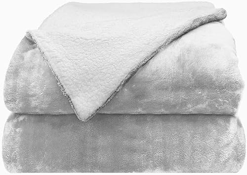 Comfort Lab Manta reversible de franela Sherpa Elegante manta mullida para sofá y decoración del hogar Anti frisado no se desprende, acogedora y