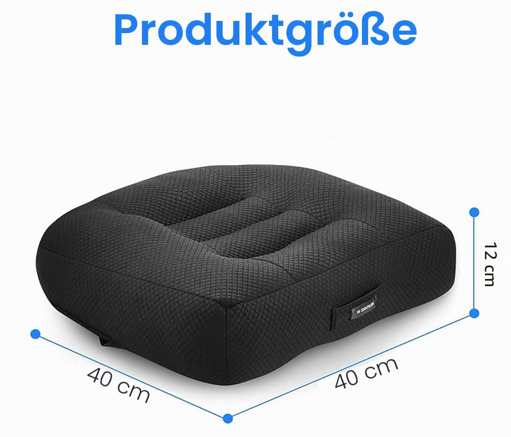 Sitzerhöhung für Auto, Erwachsene, Erhöhung des Autositzes, für Entlastung und Komfort mit atmungsaktivem Netz, erhöht das Sichtfeld um 12 cm (schwarz)
