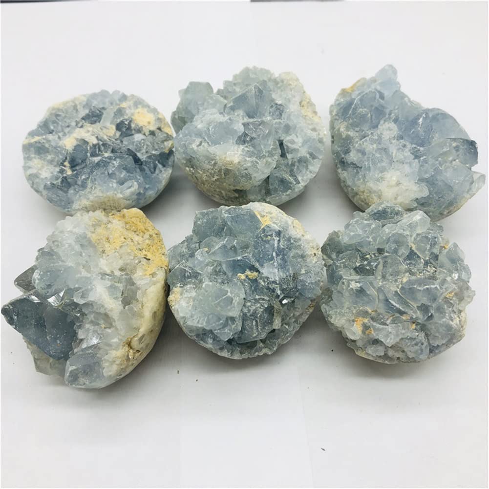 Decoración del hogar, geoda de celestita Natural, racimo de Cuarzo, Piedras de espécimen de Cristal, artículos for el hogar Inicio Colecciones (Size : 220-260g)