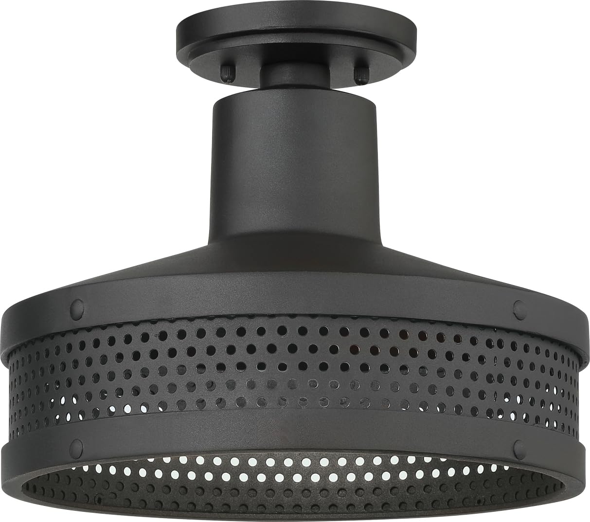 Minka Lavery 73312-66 Abalone Point Industrial Outdoor Flush Mount Ceiling Light, 1-Light 100 Watt, 10"H x 12"W, Coal
