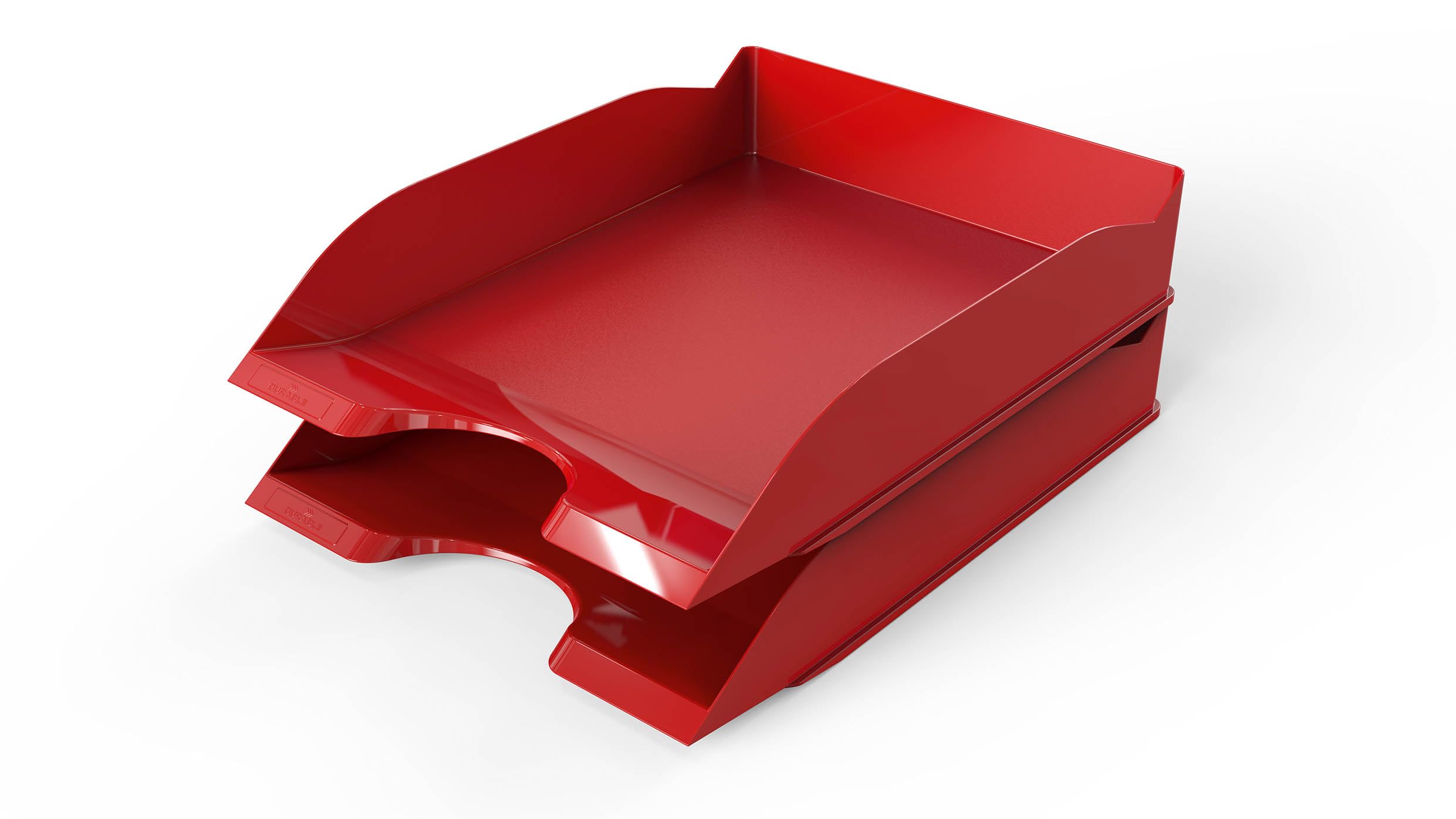 Durable Basic Letter Trays A4 Red - Set of 6 Stackable Storage Trays for Desktop Organisation - Stackable Paper Tray