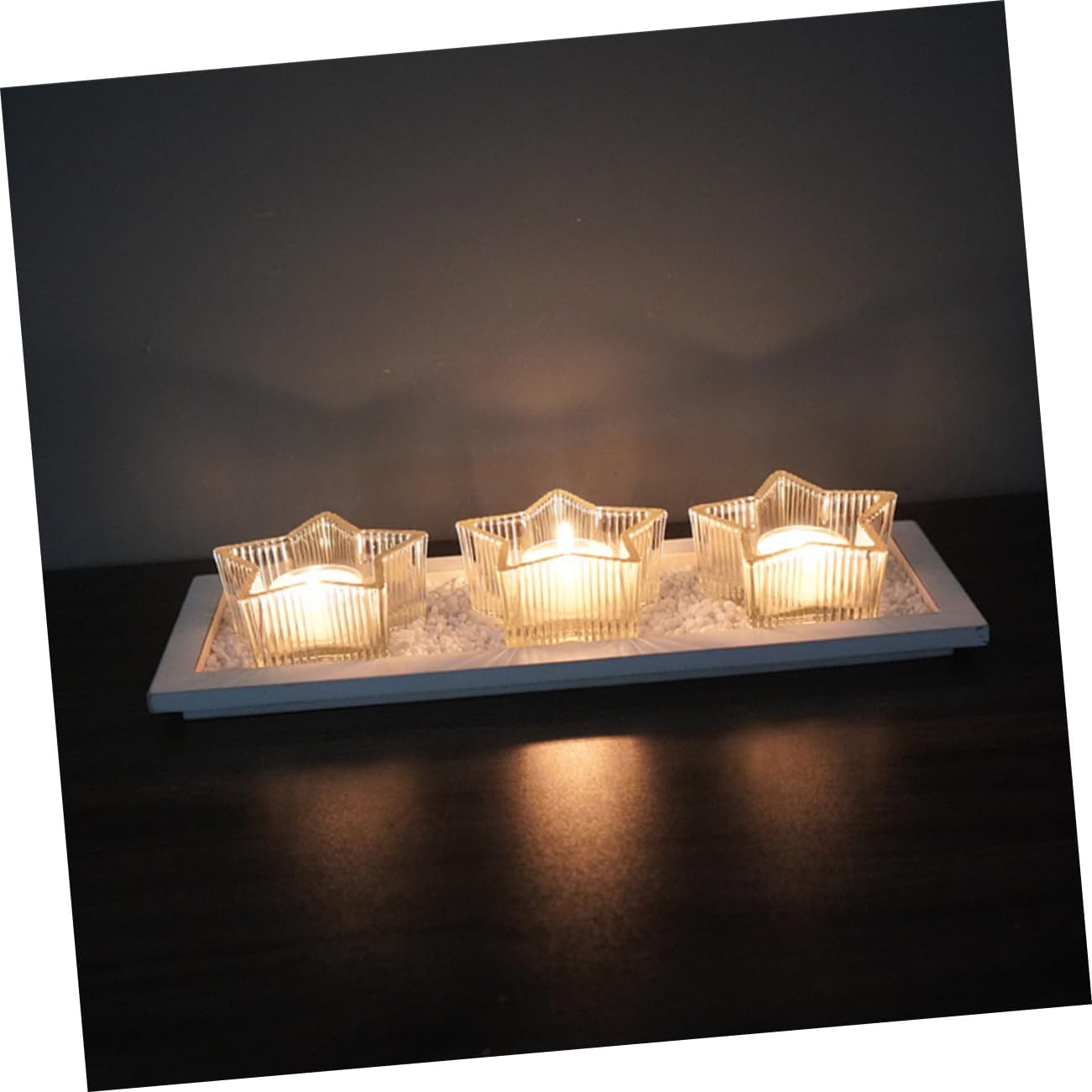 Unomor Star Shaped Glass Candle Holder Transparent Tea Light Stand for Christmas Party Decorations Decor Accent for Holiday Centerpieces and Festive Events