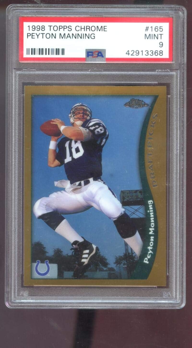 1998 Topps Chrome #165 Peyton Manning ROOKIE RC MINT PSA 9 Graded Football Card