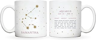 Star constellation mug personalised | constellation map | constellation cup in 12 star signs with characteristics of that starsign | star sig constellation mugs for her | gifts for women (Aquarius)