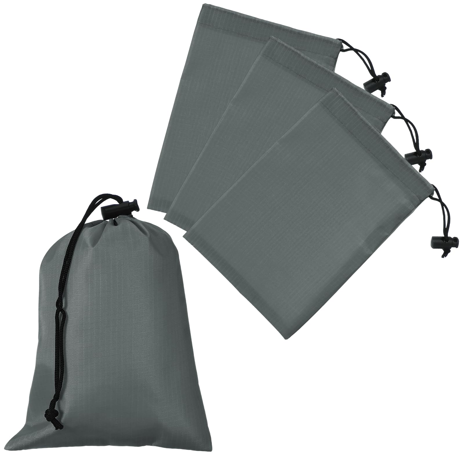 Drawstring Bag with Toggle, Stuff Sack String Waterproof Travel Storage Bags Cinch Stuff Pouch -Fitting for (Gym/Traveling/Hiking/Yoga/Office/Shoes) 6 x 8 &amp; 4 Pack &amp; Dark Gray
