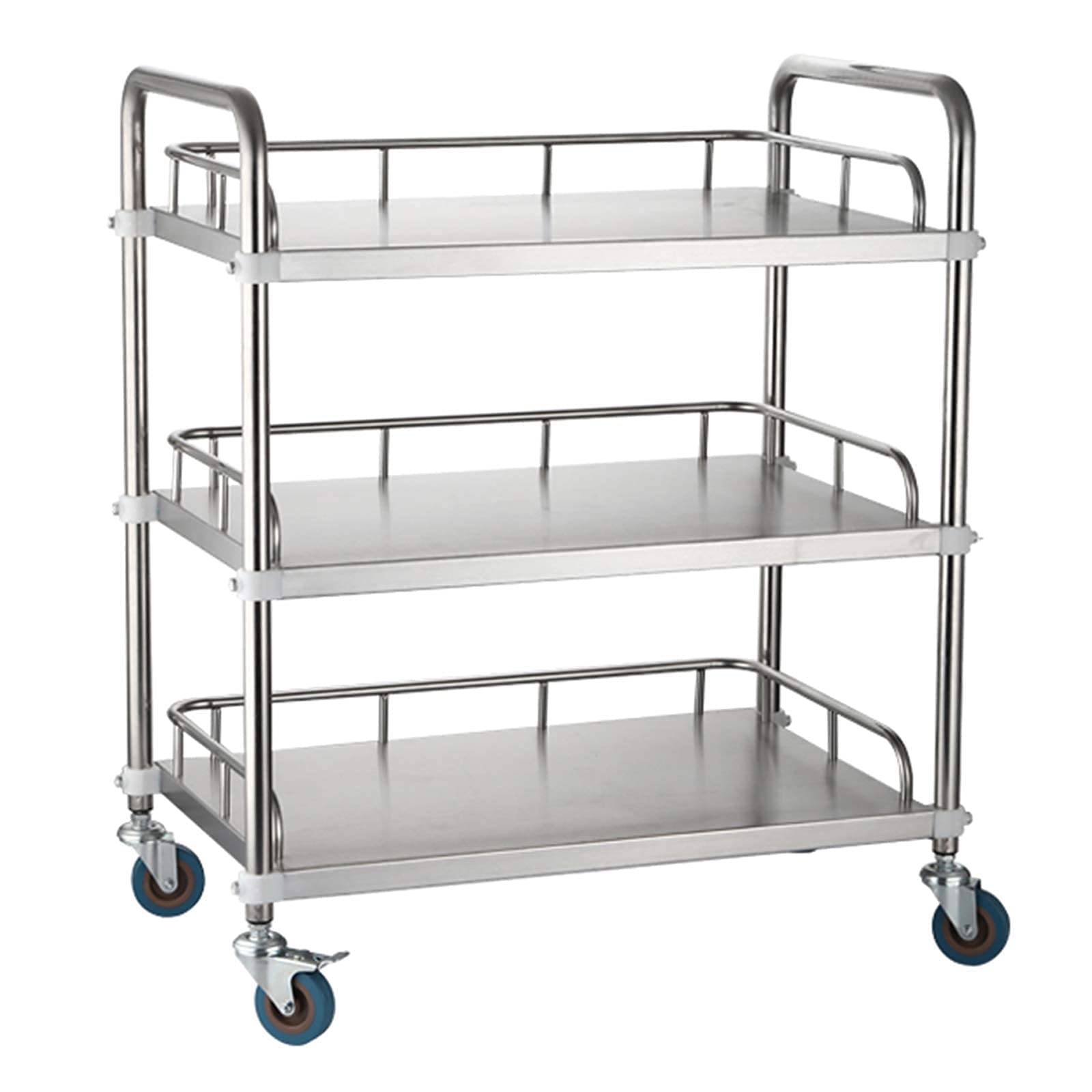 asdchZen Kitchen Storage Trolley 2/3 Tier Stainless Steel Utility Rolling Cart Kitchen Trolley Serving Catering Storage Cart With Locking Wheels