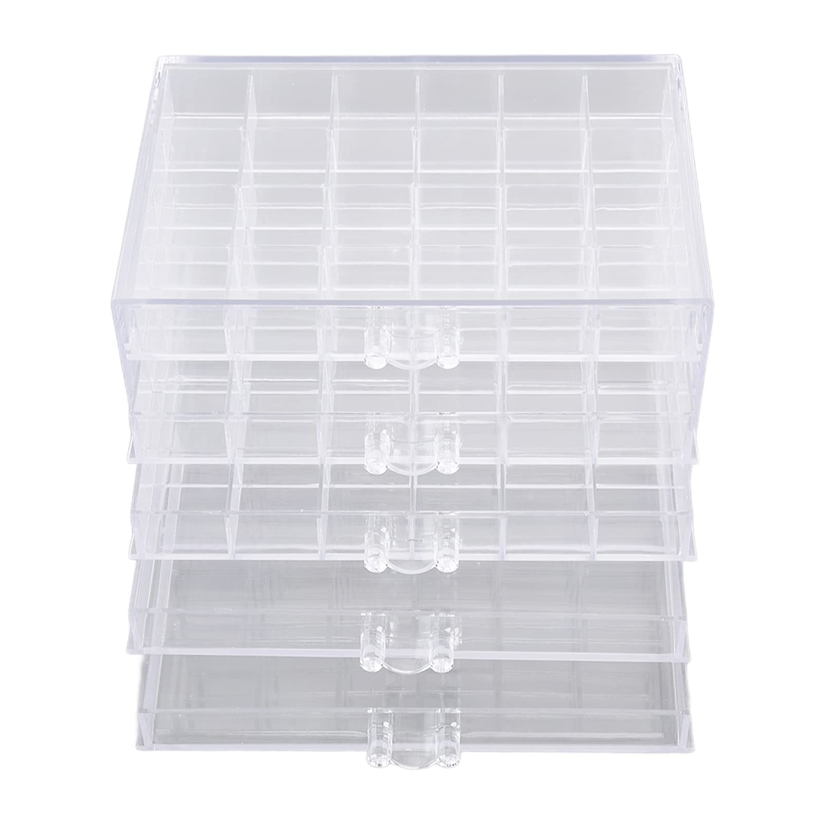 5 Layer Nail Art Storage Box | Crystal Clear Acrylic Organizer Ends Mess | Transparent Jewelry Box for Home/Bedroom/Vanity | Sturdy Drawer with Handle, Large Capacity