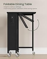 Vista 5 de Escritorio plegable moderno para computadora de 31.5 pulgadas con tomas de corriente, ruedas, almacenamiento, perfecto para espacios pequeños