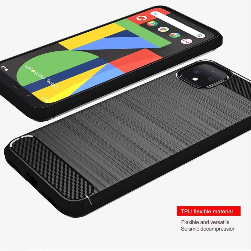 Image of NPRC Hybrid Ultra Slim Protective Case TPU Non-Slip Carbon Fiber Texture Shockproof Case Cover for Google Pixel 4 - Black