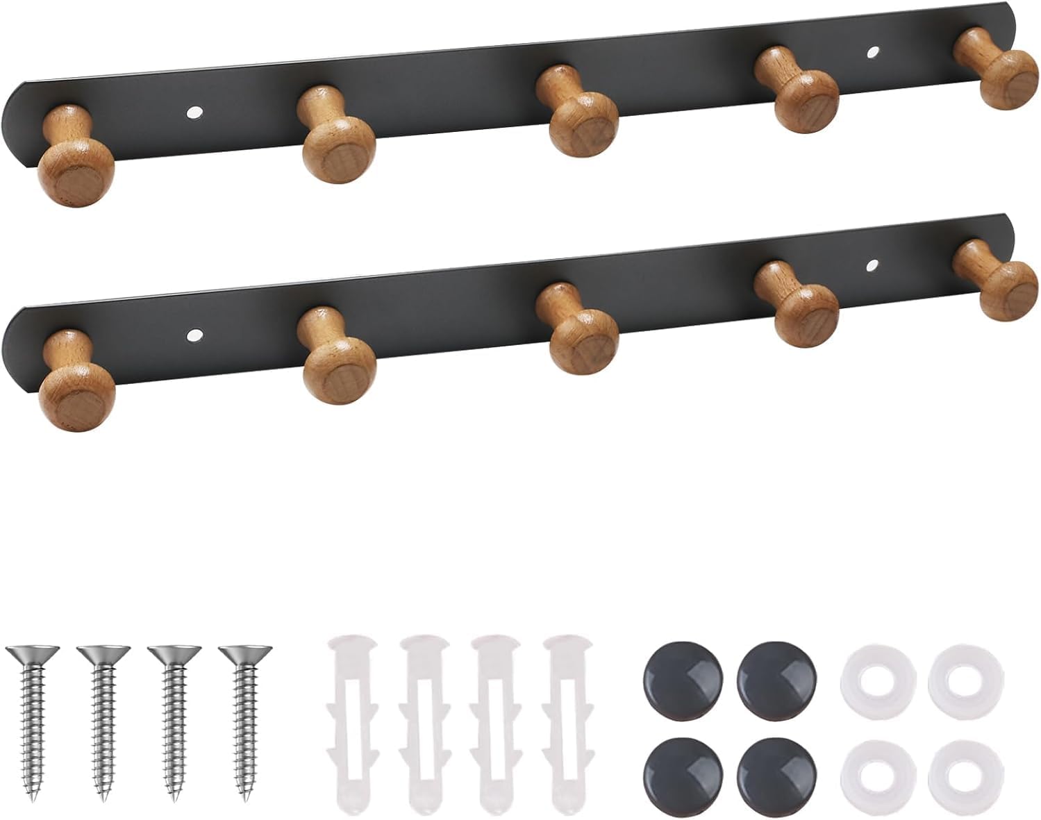 Coat Rack Wall Mounted, 2 Pcs Coat Hook with 5 Hooks, Wall Hangers for Clothes, Jackets, Bags, Hats, Rustproof Clothes Hangers Hooks for Bedroom, Entryway, Bathroom, Kitchen