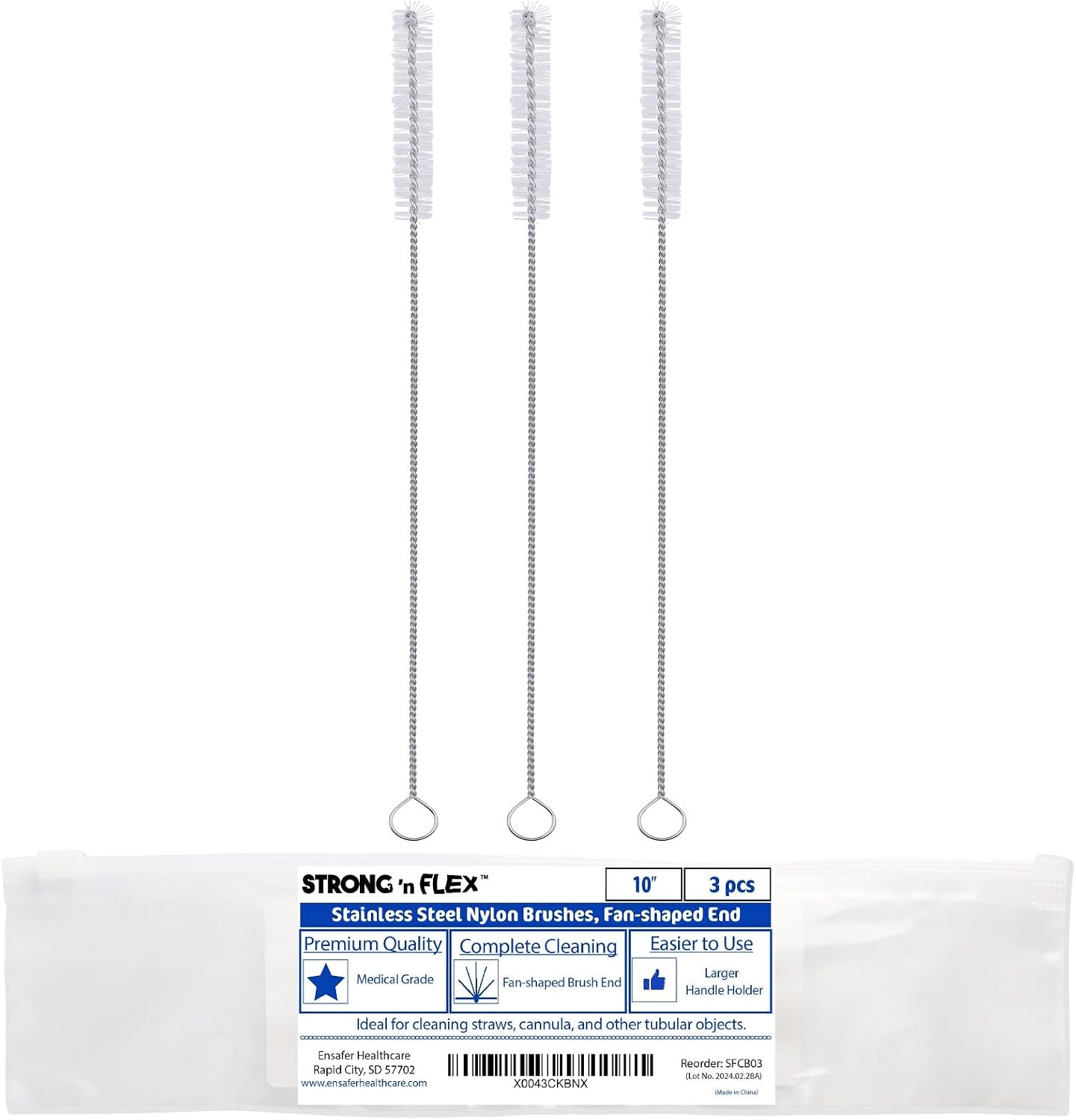 Strong 'n Flex Reinigungsbürsten Set - 9-tlg., Edelstahl & Nylon Für Trinkhalme & Schläuche