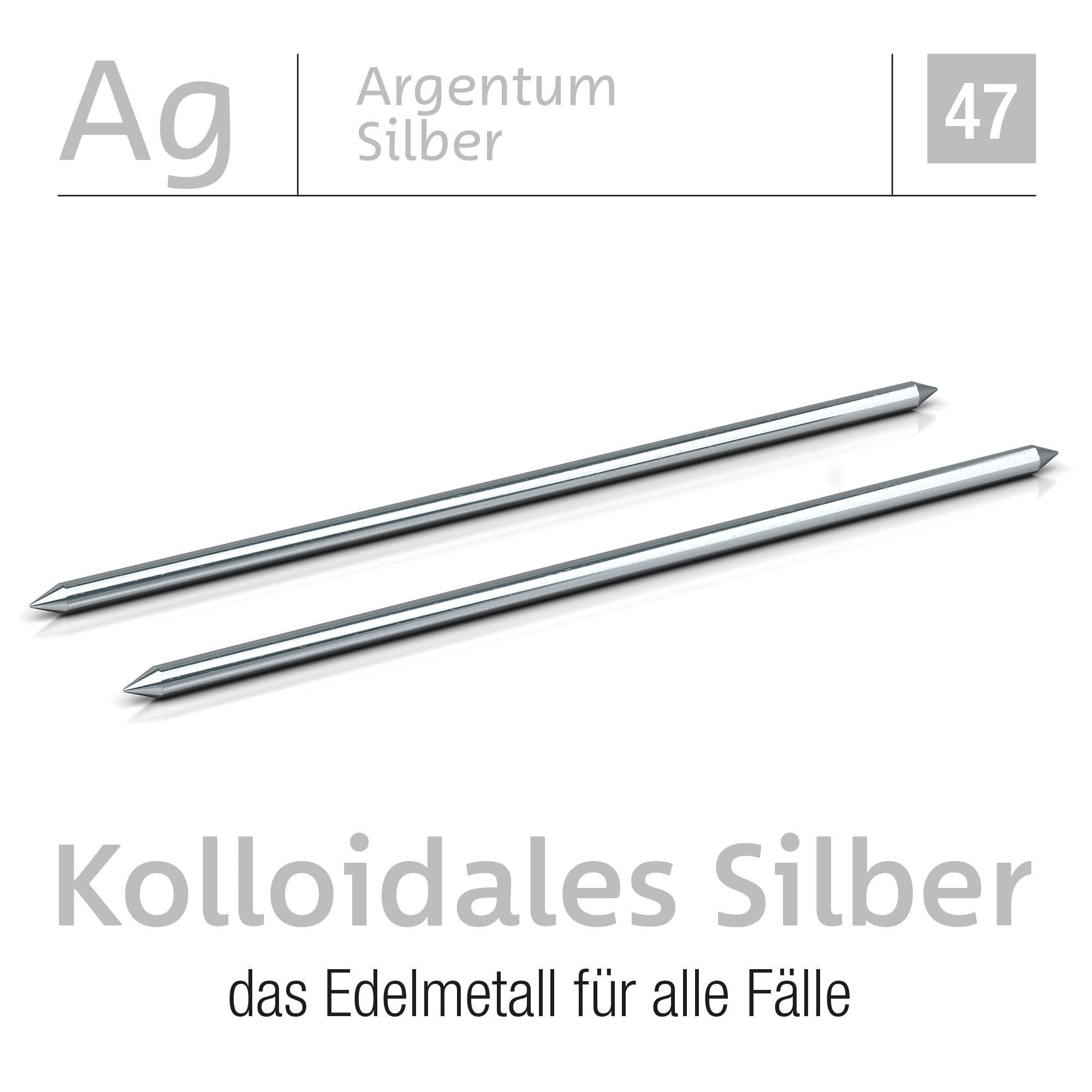 Lot de 2 électrodes argentées 2 mm x 80 mm pour Colloidmaster CM1000