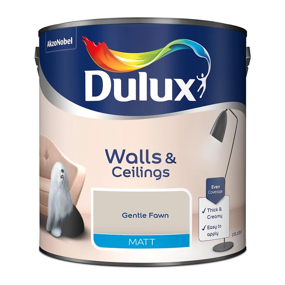 Gentle Fawn Walls & Ceilings Matt Emulsion Paint 2.5L – Smooth Creamy Finish, Quick Dry, Low VOC, Easy Application for Interior Walls & Ceilings