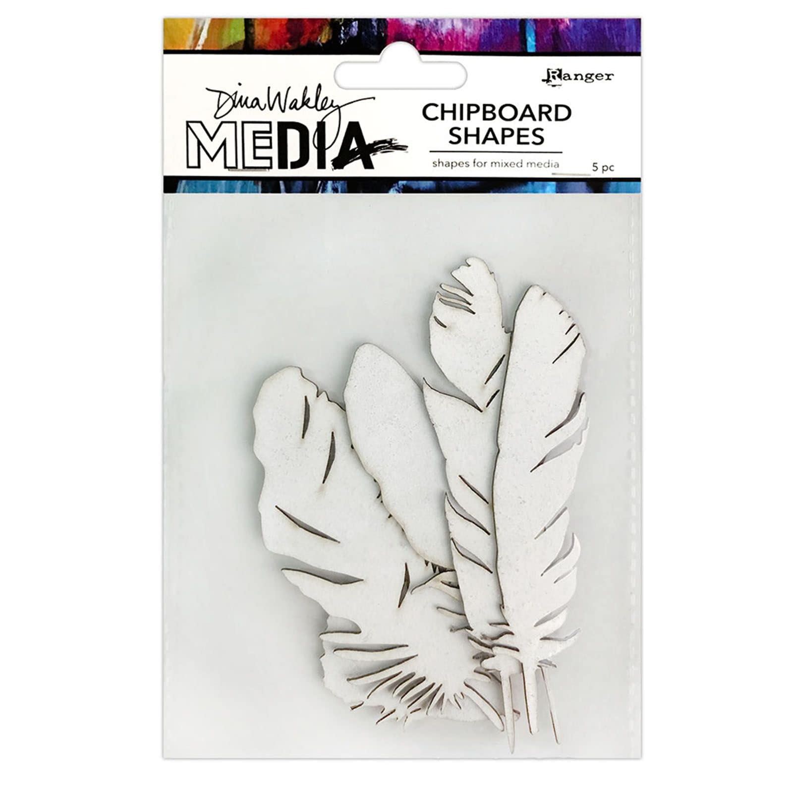 Ranger Dina Wakley Media Chipboard Shapes Feathers Pack of 5