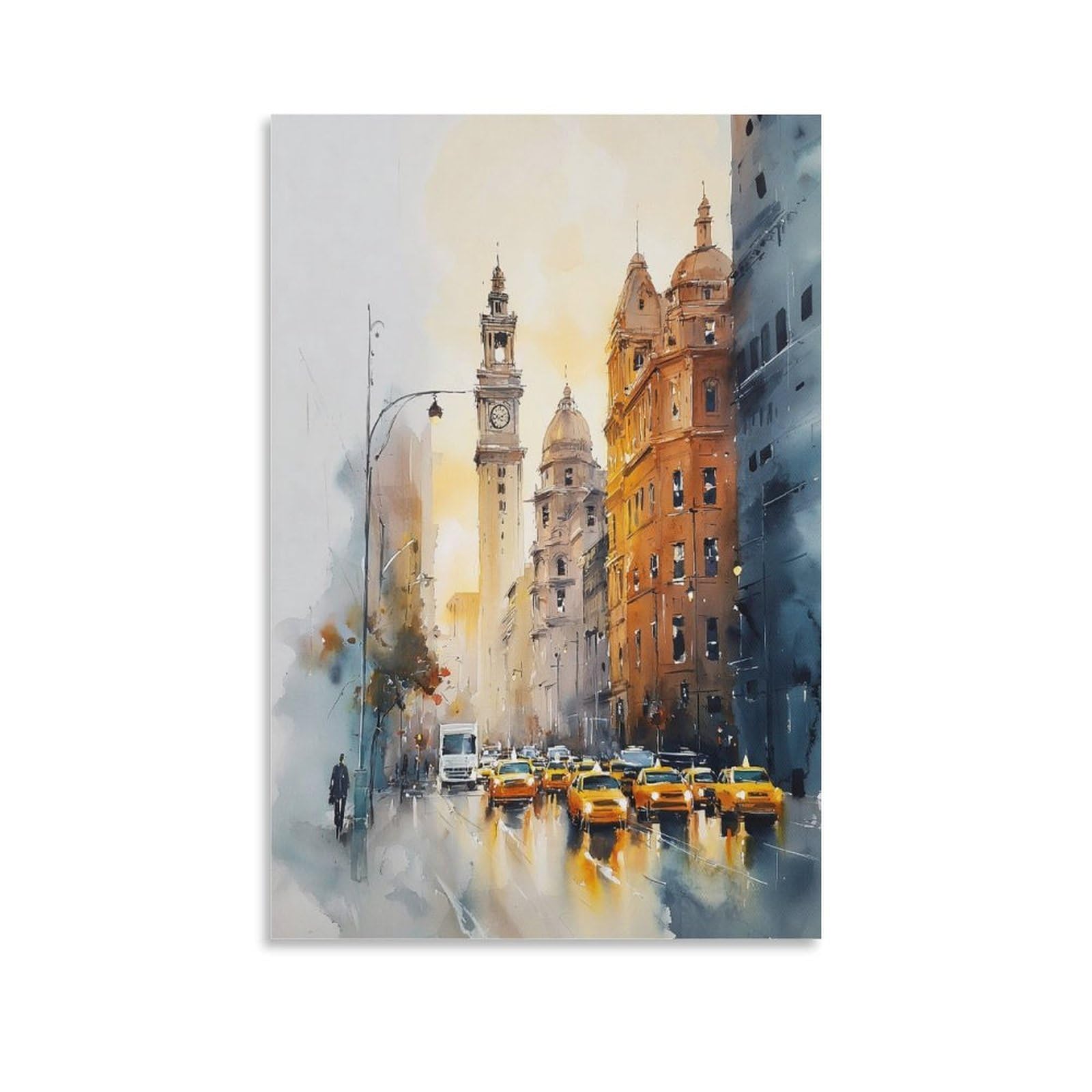 LCYNNH Boston Watercolor Print Fenway & Harbour Art 12x18inch(30x45cm) Print Home Bedroom Office Living Room Decor Canvas