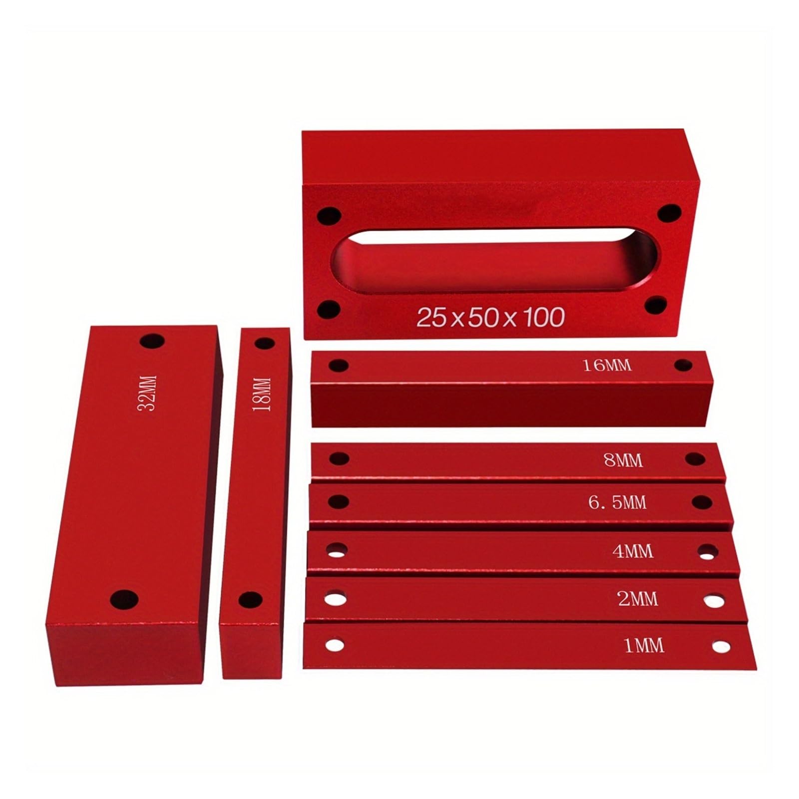 Set di blocchetti misura da 9/15 pezzi, in alluminio con misure metriche/pollici, barre montaggio, portatili, strumento misurazione per officina meccanica(15pcs Blue Inch)