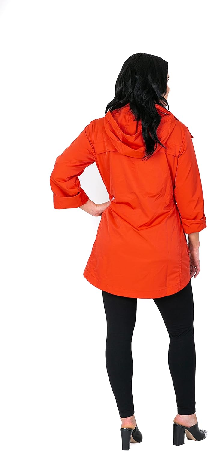 INTRO. Women's Hooded Anorak Water Resistant Nylon Jacket