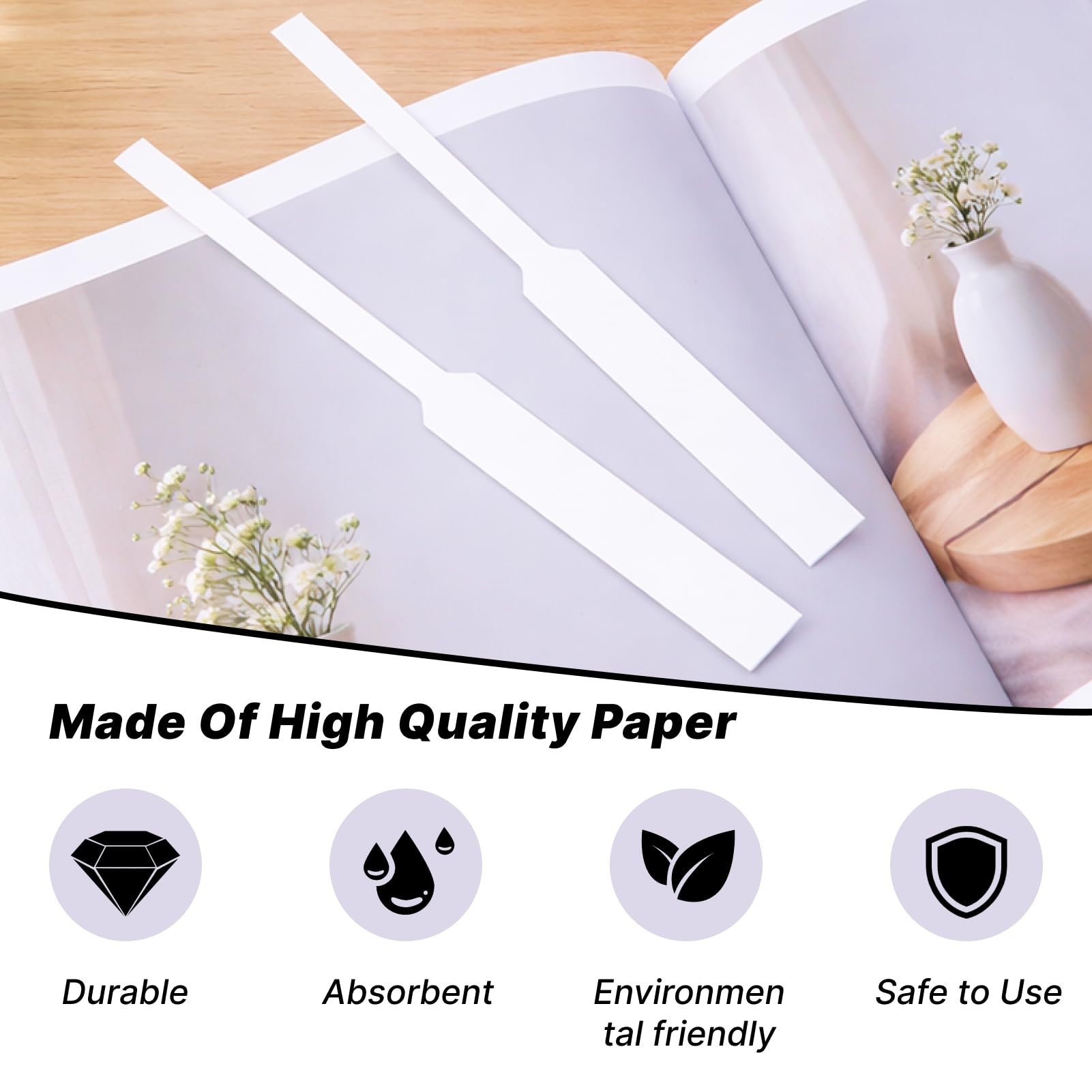 Pack de 500 Testeur de Parfum 13 cm Blanches, Papier Absorbant Épais pour Échantillonnage d’Eaux de Parfum, Huiles Essentielles et Aromathérapie Têtes Larges et Étroites pour Marquage et Test Précis