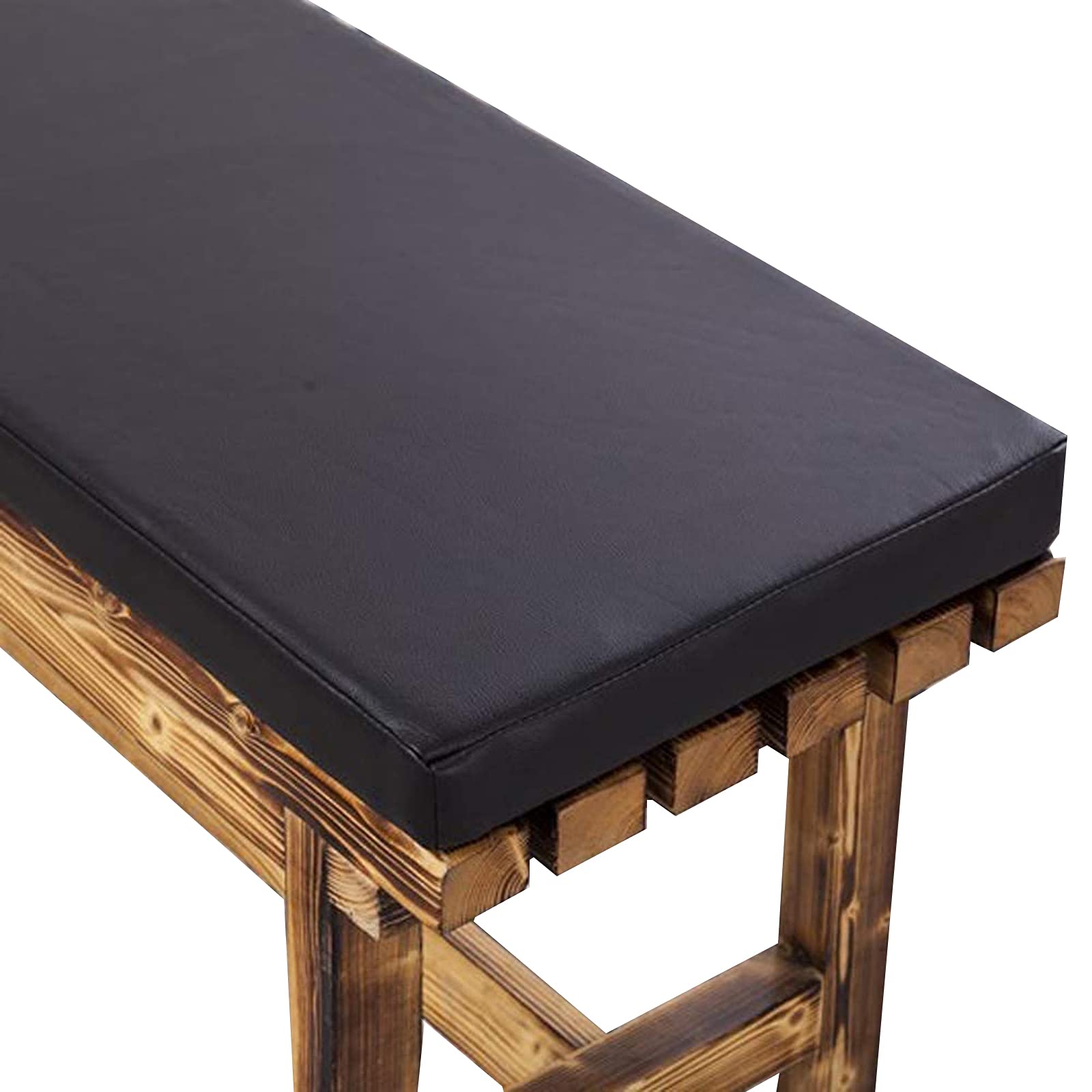 ZHOUZHOU Leather Bench Cushion,Patio Garden Long Soft Bench Cushion for Outdoor Indoor Furniture 47x12inch Waterproof Non-Slip Thick Replacement Settee Sofa Leather Mat Black, 47x12inxh