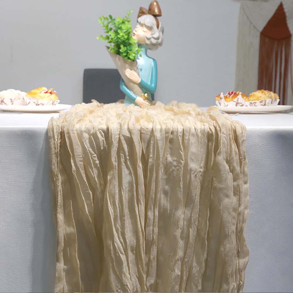 Bieżnik na stół do jadalni, Na wesele, urodziny, wieczór panieński, dekoracja stołu jadalnego(Beige,6 Packs 90 x 300 cm)