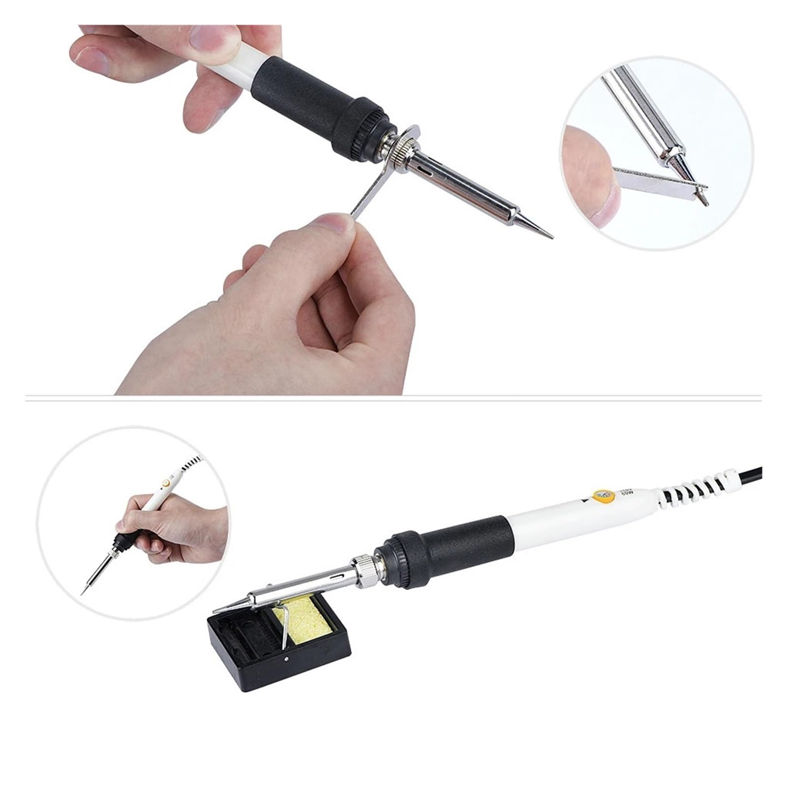 Zestaw Lutownicy O Regulowanej Temperaturze 60 W Z Grotami Lutowniczymi 908 Gorąca Sprzedaż Najlepszy Prezent(WHITE)