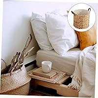 Vista 5 de Zerodeko Cesta de lavandería de mimbre, tejida a mano, lino de algodón natural, portátil, ahorro de espacio, accesorio de almacenamiento