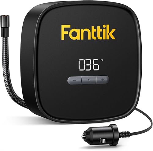 Fanttik Compresor de aire portátil X9 SE para automóvil, bomba de neumáticos de 12 V CC con manómetro de presión, bomba de aire automática de carga