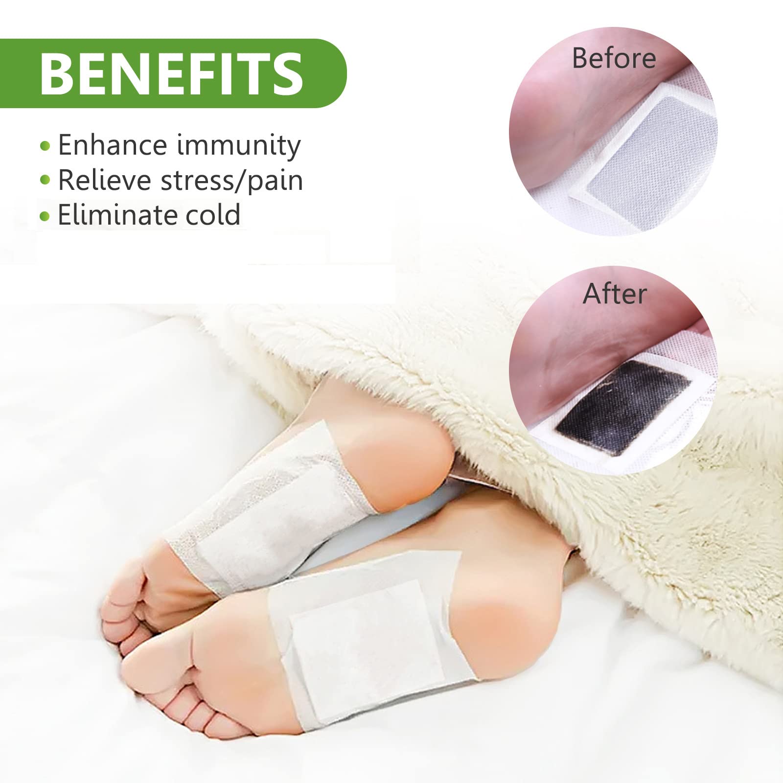 Foot Pads (30 Pack), Deep Cleansing Foot Patches with Bamboo Vinegar & Ginger for Foot Care, Relieve Stress, Improve Sleep and Relaxation — Amazon image 4