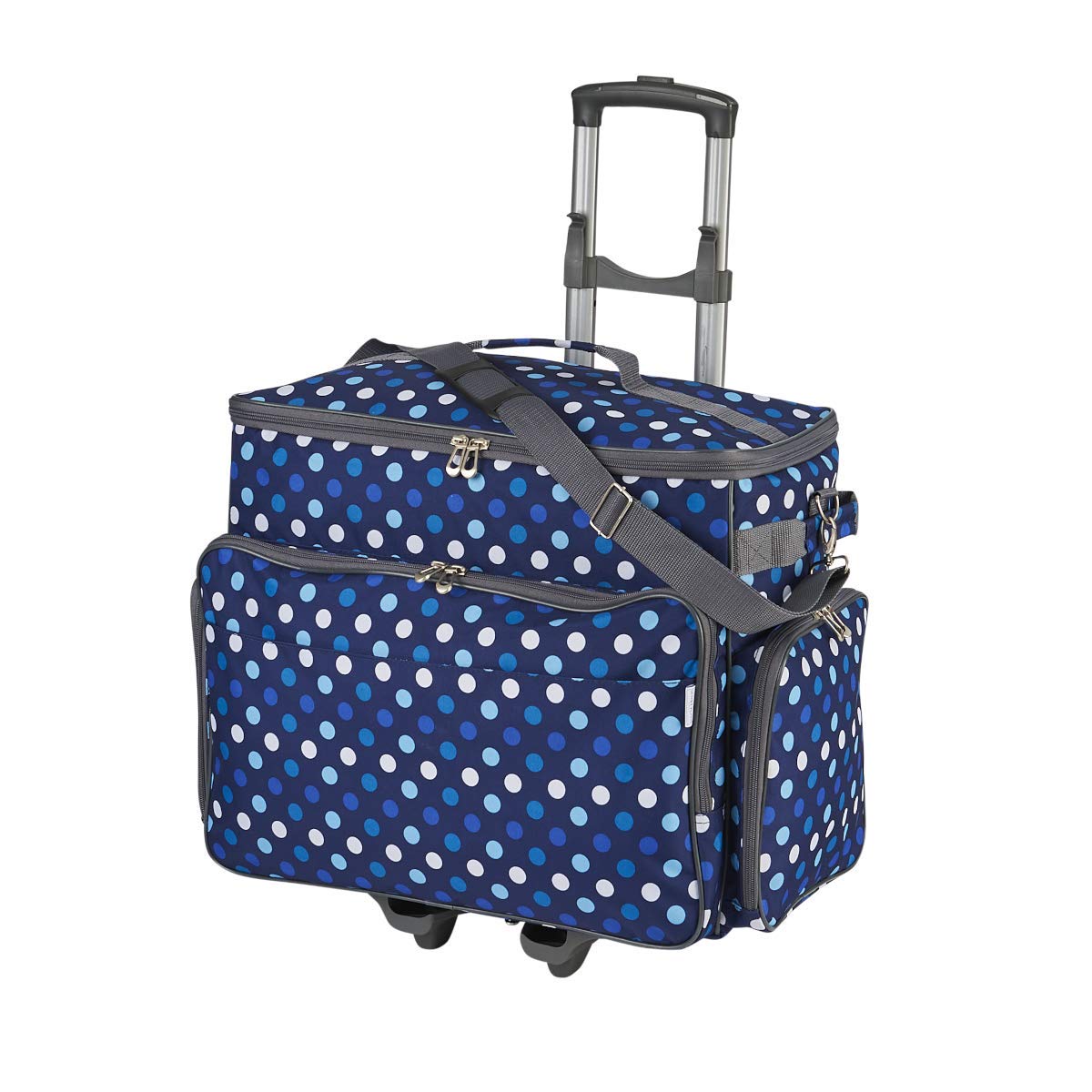Sewing Online Sewing Machine Trolley Bag On Wheels Navy Polka