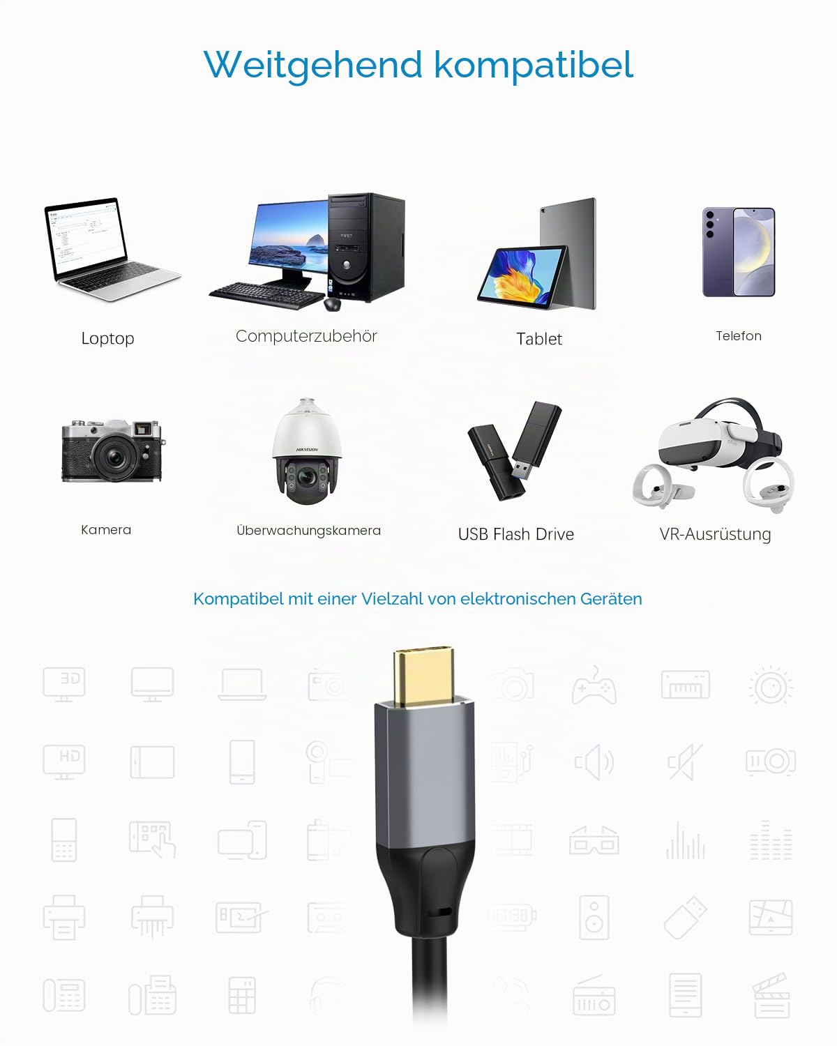 USB 3.0 Verlängerungskabel 15 m, USB-A auf USB-C, 5 Gbit/s, Aktiv | 2 Signalverstärker-Chips, USB-Netzkabel, vergoldete Stecker und doppelte Abschirmung für SSD, Kamera, VR, Drucker und Scanner
