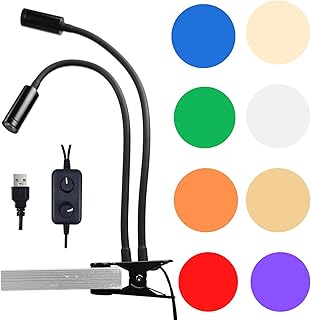 USB Microscope Dual Gooseneck Spot Light, Microscope Light Source Illuminator Lamp Spotlight with Clamp Flexible Clip LED Light Stereo Microscope HDMI Digital Camera Repair Soldering (Cold White)