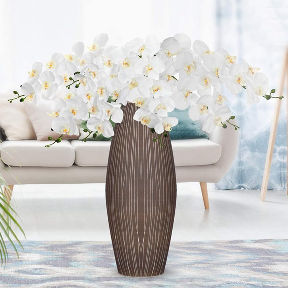 8 Pièces 38 Pouces Artificiel Contact Réel Orchidées Fleurs 9 Têtes Latex Phalaenopsis Tiges pour Bricolage Centres de Table de Mariage, Cuisine