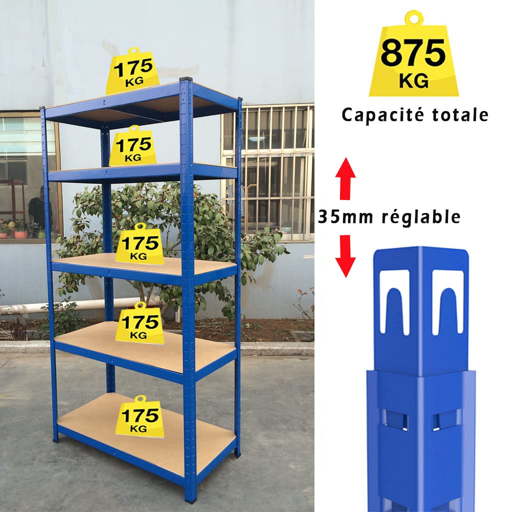 Relaxdays Étagère à Charge Lourde, 5 Niveaux, HLP 180 X 90 X 40 Cm, Supporte Jusqu'à 875 Kg Metal Cave Garage Vert 58961218 Relaxdays Étagère à Charge Lourde, 5 Niveaux, HLP 180 X 90 X 40 Cm, Supporte Jusqu'à 875 Kg Metal Cave Garage Vert 58961218