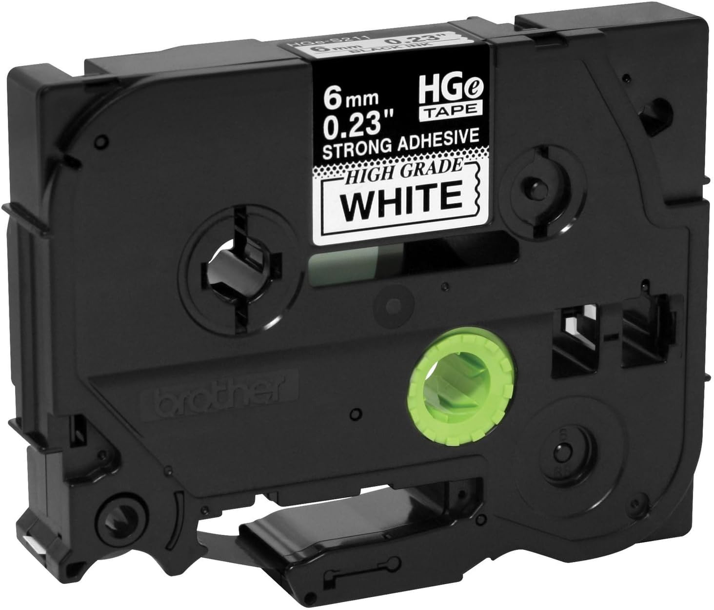 Brother Genuine P-Touch, HGE-S211 5 Pack Tape (HGES2115PK) 0.23"(6mm) x 26.2ft(8m) Extra Strength Adhesive, Black on White, for Outdoor Use, Extreme Temperatures, Chemical and Moisture Resistant
