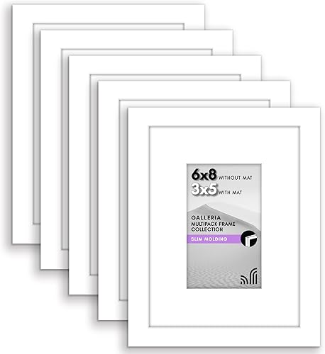 Vista 535 de Americanflat Portarretratos de 5 x 6 pulgadas con plexiglás pulido, juego de 5 portarretratos de 2 x 3 pulgadas con paspartú o para fotos de 5 x 6